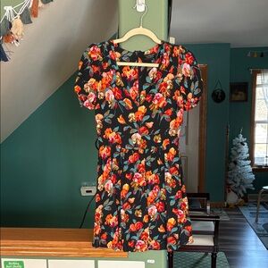 Topshop Black Floral Mini Dress